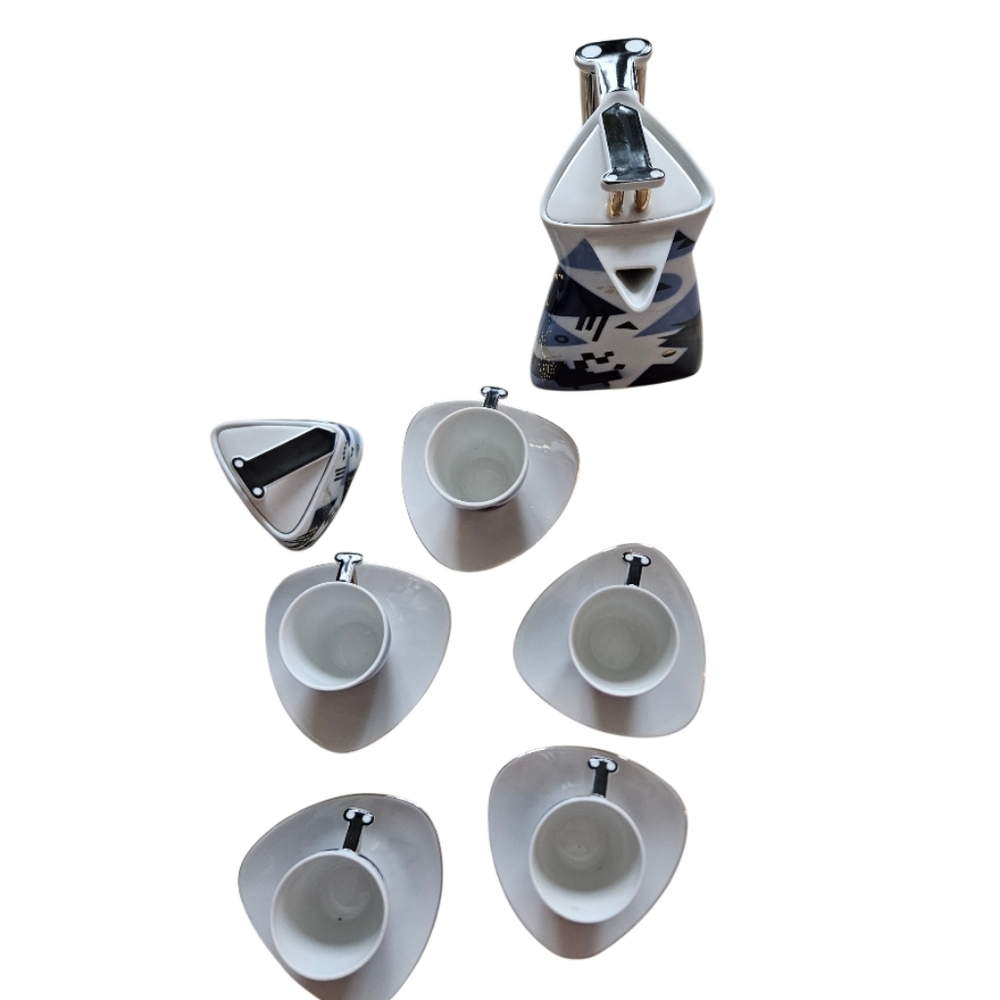 Vintage Karlovasky Porcelen  Postmodern " Delta Luxery Set Of 5 Esprosso/ Tea - Picture 16 of 16